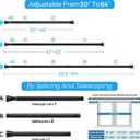 Adjustable Tension Curtain Rod 30 to 64 inches, Spring Curtain Rod for Windows Tension Rod No Drill, Spring Tension Curtain Rod for Window, Bathroom, Doorway, Black