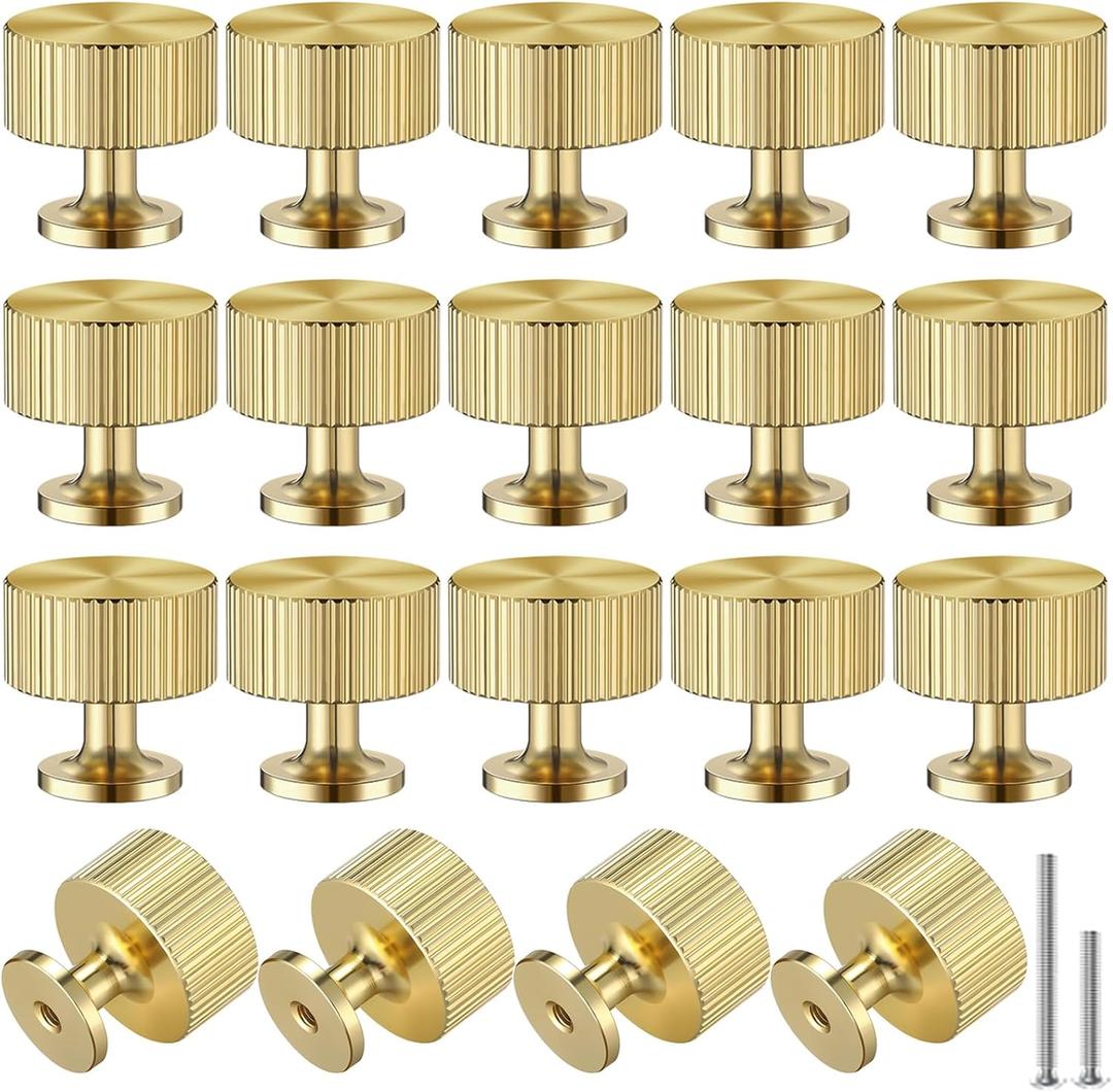 Ferraycle 25 Pack 1'' Solid Knobs Shoe Cabinets Knob and Pulls Gold Cabinet Handles Metal Dresser Handles Modern Decorative Hardware for Cabinets Door Kitchen with Screws(Round) Ferraycle 25 Pack 1'' Solid Knobs Shoe Cabinets Knob and Pulls Gold Cabinet Handles Metal Dresser Handles Modern Decorative Hardware for Cabinets Door Kitchen with Screws(Round)