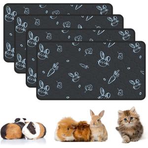 4-Pack Guinea Pig Cage Liner Washable, 16in x 30in Ultra-Absorbent Guinea Pig Bedding for Cage Non-Slip Leak-Proof Pee Pads for Dogs Rabbit Bunny Cat Litter Mat, Navy