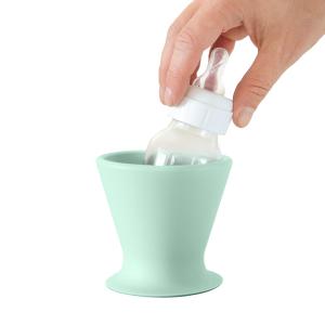 Ultimate Non-Toxic Silicone Breast Pump and Baby Bottle Holder  Easy One Hand Milk & Formula Prep with Premium Wide Base Suction Cup - Dishwasher Safe - Robins Egg, 1-Pack