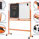 Large Dry-Erase Rolling Magnetic Whiteboard - 48 x 32 Inches Dry Erase Board with Stand Height Adjust Double Sides Mobile White Board Easel on Wheels with 25 Sheets Paper Pad Office, Home & Classroom