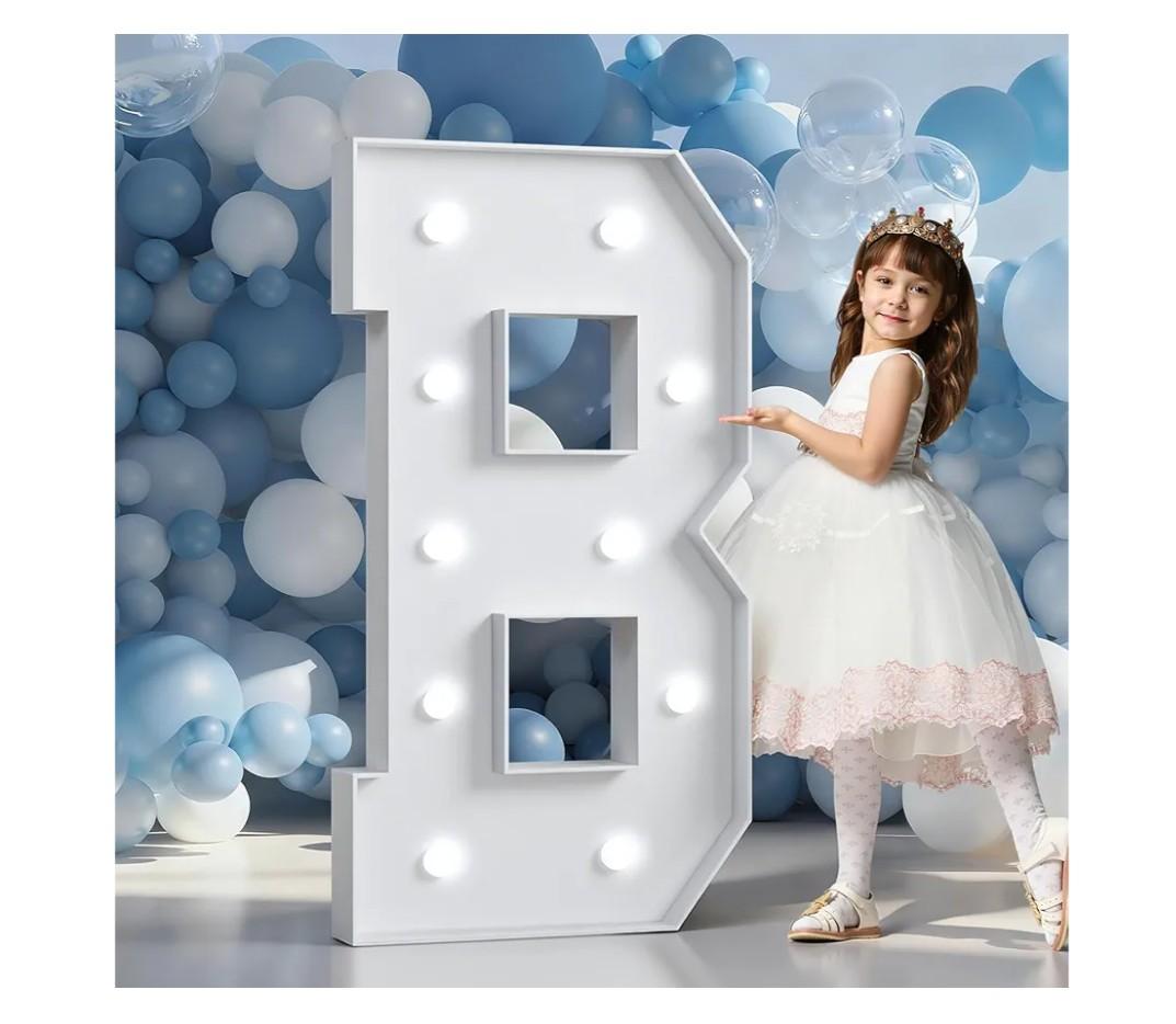 Marquee Letters 4 Feet Tall Large Light Up Letters Baby Shower Decorations Wedding Engagement Happy birthday White Party Decorations Big Cardboard Backdrop B