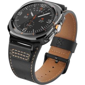 Wristitani Leather Band Compatible with Samsung Galaxy Watch Ultra Bands 8 7 6 5 4 for Men, Top Genuine Leather Replacement Vintage Strap for 47mm 46mm 45mm 44mm 43mm 42mm 40mm