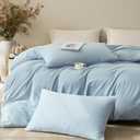 JELLYMONI Queen Size Duvet Cover 100% Cotton Linen Texture Breathable Set | Pure Cotton, Zipper Closure, with natural wrinkles, Breathable&Soft, fade-resistant, 1 Duvet Cover & 2 Pillowcases