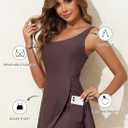 Aleumdr One Piece Swimdress Swimsuit for Women Tummy Control Split Swim Dress Skirt Bathing Suit with Pockets (Brown, M)