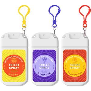 Toilet Spray for Poop Odor Eliminator, Travel Size Toiletries, Air Freshener Spray for Bathroom, Each 1 FL.OZ, 3 Pack, Lemon Lavender Peony Scent