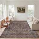 Kuden 9x12 Large Area Rug, Machine Washable Area Rug with Non-Slip Backing, Vintage Style, Soft, Easy Clean, Low Pile Rug for Living Room, Bedroom, Dining Room, 9' x 12' Rectangular