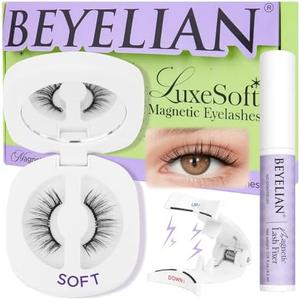BEYELIAN Magnetic Eyelashes with Applicator Kit, Upgrade Reusable Magnetic Lashes With Fixer, No Glue Needed Soft Magnetic Eyelash for Eye (Lightweight & Comfortable)