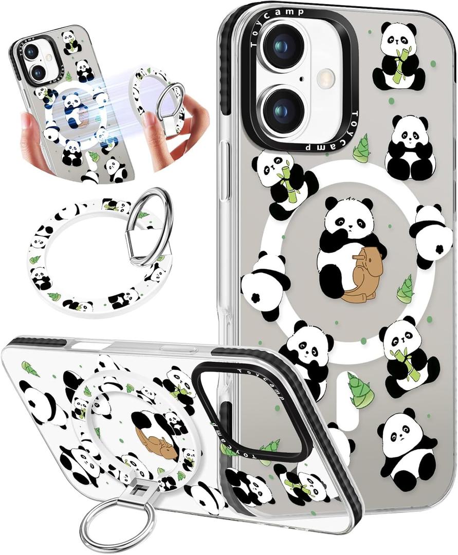 Toycamp for iPhone 16 Plus Case Compatible with Magsafe - Cute Design 360 Magnetic Ring Holder Stand Kickstand Funny Animal Girly Pretty Fashion TPU Phone Covers for Women Tenn Girls