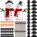 Outivity Snowman Kit for Crafts, 200PCS Snowman Craft for Kids, Snowman Decorating Kit Includes 120 Black Buttons, 20 Tiny Top Hats, 40 Tiny Hands, 20 Mini Carrot Noses