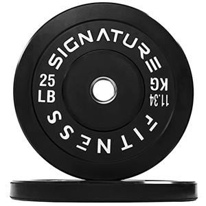 Fitvids 2" Olympic Bumper Plate Weight Plates with Steel Hub, 25LB, Pair