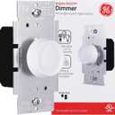 GE Single Pole Rotating Dimmer Switch, Rotate On/Off, Use with Dimmable LED, CFL, and Incandescent Bulbs, Includes Two Knob Colors, UL Listed, White/Light Almond, 18021