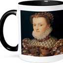 3dRose Elizabeth of Austria Queen of France by Francois Clouet Two Tone Mug, 11 oz, Black