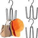 2 Pack Black Hat Organizer for Closet, Hat Organizer for Baseball Caps, Hat Hooks for Wall, Baseball Hat Storage Organizer, 360Rotation Space Saving Cap Organizer for Hats,Scarves,Ties,Belts