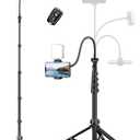 Phone Tripod Stand, 85" Tall Cellphone Tripod for iPhone with Gooseneck Remote, Flexible Portable Phone Stand for Recording, Compatible with iPhone 14 13 12 pro Android Camera (Black)