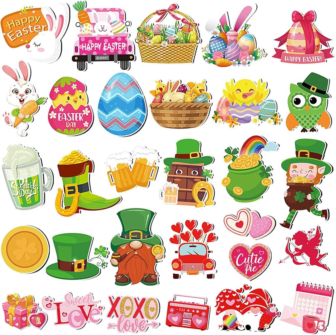 Funtery 30 Pcs Holiday Magnets Easter Fridge Refrigerator Magnets for Festival Home Locker Whiteboard Kitchen Dishwasher Decorations (Sweet)