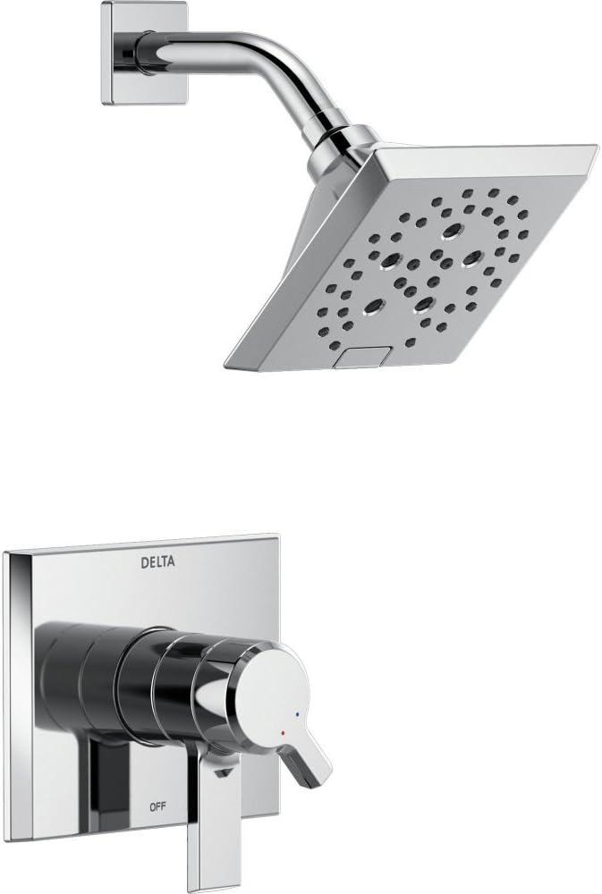 Delta Faucet Pivotal 17 Series Dual-Function Shower Faucet, Shower Trim Kit, 5-Spray H2Okinetic Shower Head, Chrome T17299 (Valve Not Included) (Without Rough)