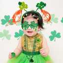 Winlyn Bulk St. Patrick's Day Novelty Jewelry Assortment St. Pat's Party Favors Supplies Shamrock Necklace Coins Head Bopper Bracelet Tattoo Mustaches Accessories for St. Patty's Day Irish Party Decor (Green)