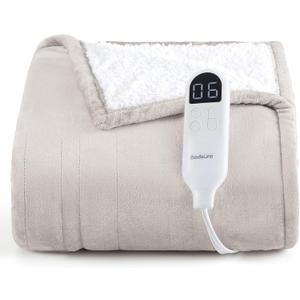 Bedsure Heated Blanket Throw Blanket - Fast Heating Electric Blanket, Soft Flannel Throw with 6 Time Settings(Up to 10H), 6 Heating Settings, Gifts for Grandma & Grandpa & Seniors (50"x60", Cream)
