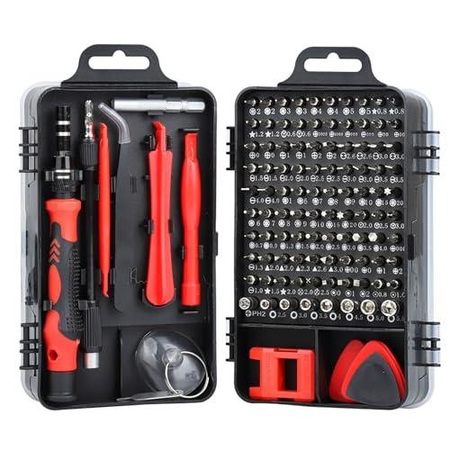 115 In 1 Precision Screwdriver Set, Chromium Vanadium Steel Professional Repair Tool Kit for Computer, Watch, Camera, Mobile Phone, Laptop, Eyeglasses, Electronics, Etc (red)