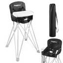 PandaEar Portable High Chair for Babies and Toddlers, Foldable HighChair with Tray, Baby Travel Dining Chair for Indoor & Outdoor (Black)