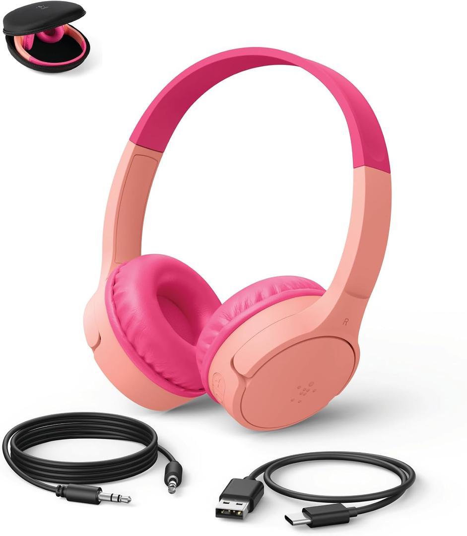 Belkin SoundForm Mini Kids Headphones, Wireless & Wired, 30H Playtime, Case