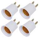 (4PACK) E26/E27 Adapter Converts Outlet to Lamp Socket, 660 Watt, 125 Volt, AC Plug to E26 Two Outlet Light Adapter, White