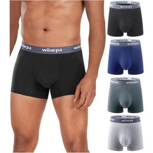 wirarpa Men's Underwear Micro Modal Trunks Soft Microfiber Boxer Briefs Size Small 4 Packs (S)