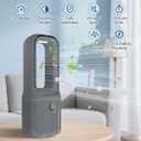 Desk Fan Bladeless, 14 Inch USB Rechargeable Tower Fan with 9 Speed Adjustable, 3 Light, 60 Oscillating, 9H Timer, 5000mAh Battery Cooling Small Table Fan for Bedroom, Office, Nightstand, Grey