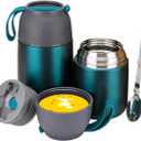 Insulated Thermo Food Jar for Hot & Cold Food for Kids Adult, 17&24 oz Soup Thermal Hot Food Containers for Lunch, Triple Layer Insulation Stainless Steel Food Jar with Spoon(2 Pack Green)