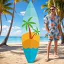 Yalikop 6 Ft Summer Surfboard Cardboard Cutout Stand Up Photo Prop - Hawaiian Tropical Party Decorations Standee Surfboard Foam Board for Garden Yard Sign Decor Beach Party Photography Background