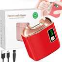 Electric Nail Clipper with LED Light, USB Rechargeable Nail Trimmer, 3-Speed Fingernail Manicure for Baby, Kids, Seniors, and Adults - Perfect for Elderly Nail Care (Red)