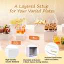 8 Pcs White Acrylic Buffet Risers with 8 Card Holders, Food Display Risers for Buffet Table Party, Multi-Height Catering Risers for Dessert Table Decoration (11"-10"-8"-7"-6.5"-6"-5"-4")