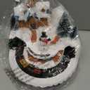 Animated Musical Christmas Village Figurines - Church Building and Snowman Statues with Rotating Train, LED Lights and Music - Battery & USB Powered Xmas Gifts and Festive Home Collection Decorations