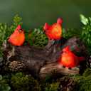 Evergreen Garden 5" H Solar Cardinal Family On Wooden Log, Garden Statues Bird with Solar Outdoor Light for Garden Decor, Cardinals Figurine Decorations for Home Decoration, Housewarming Gifts