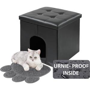 MEEXPAWS Cat Litter Box Enclosure Furniture Hidden, Cat Washroom Bench Storage Cabinet Small 19.7'' x 19.7'' x 19.7''| Dog Proof | Waterproof Inside | Easy Clean | Easy Assembly | Odor Control(Black)