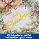 24 Christmas Cards Assortment, Festive Gold Foil Glitter Watercolor Bulk Xmas Cards with Envelopes & Messages - 6 Patterns, 4 3/4" x 7" for Friends, Family, Kids, Boys & Girls (multi)