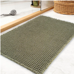 Waffle Bath Mat Rug, Super Absorbent Non Slip Bath Mats for Bathroom Mat Ultra Soft Bathmat Machine Washable Bathroom Rugs with Tassels, Bath Rugs for Bathroom Floor 20x48inch