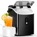 Antarctic Star Nugget Ice Maker Countertop with Soft Chewable Ice, Portable Sonic Ice Maker with Basket and Scoop, Removable Top Cover, Auto-Cleaning for Home/Party/RV/Camping (Stainless Steel Black) Stainless Steel Black, 34Lbs/24H