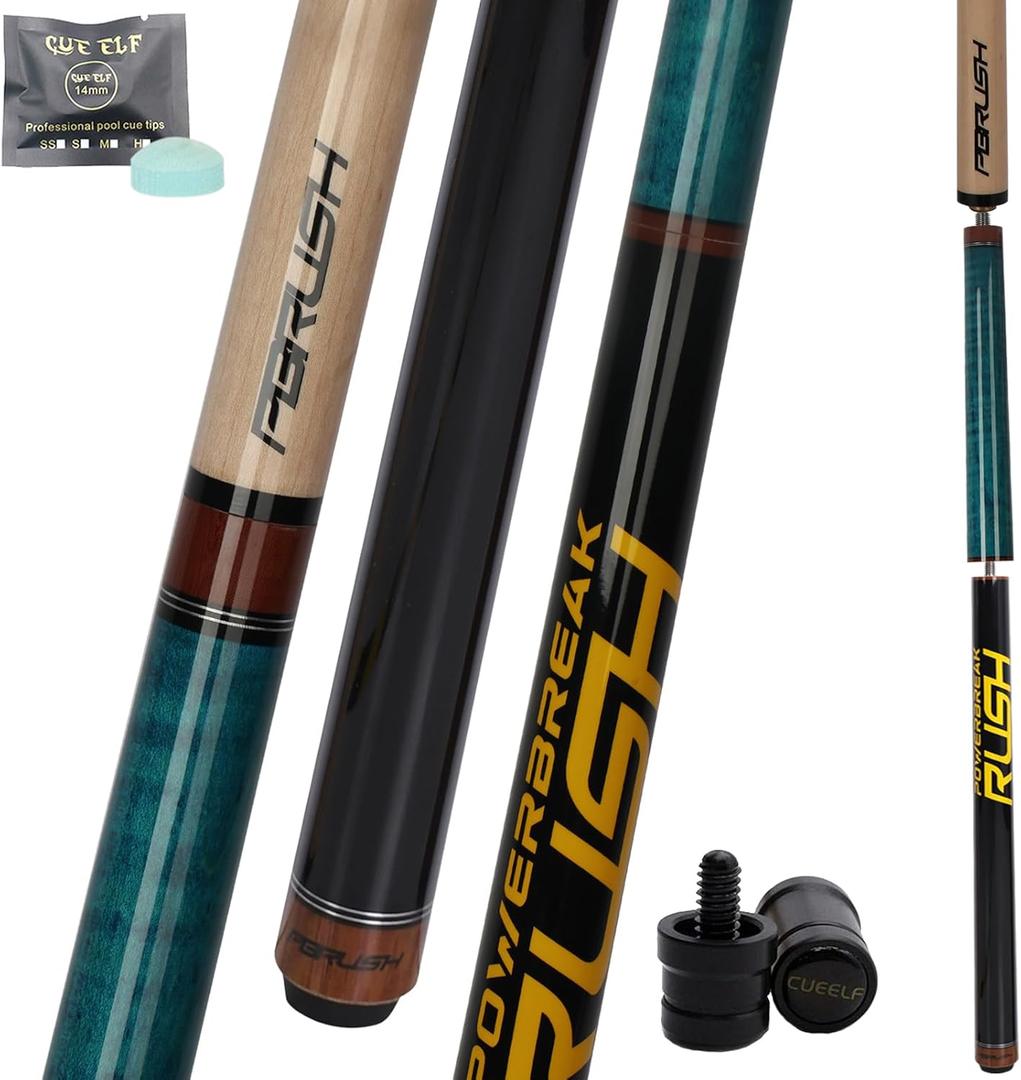 Heavy Hitter Jump Break Pool Cue 20oz 21oz 22oz 23oz 3-Piece Pool Stick Extra Hard Bakelite Tip for Explosive Breaks and Effortless Jumps (Blue)