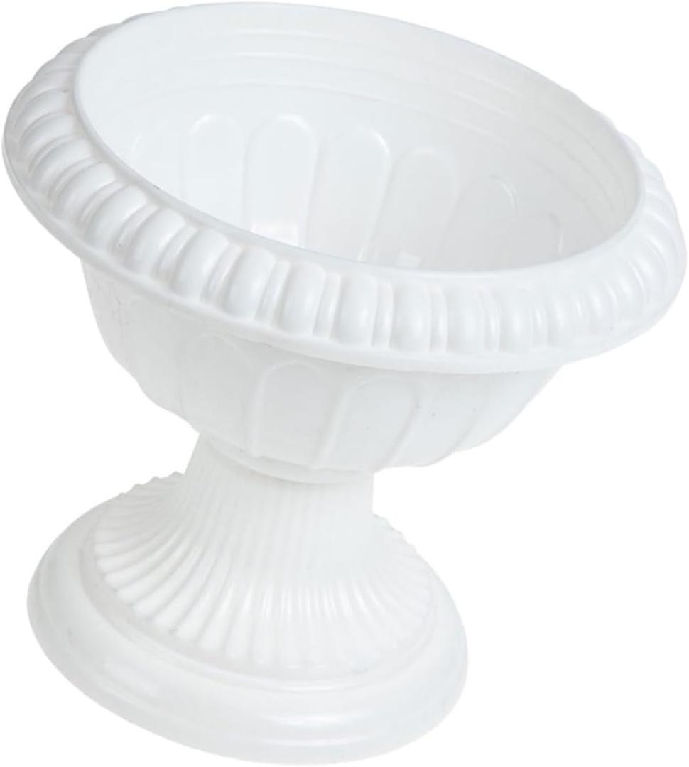 White Plastic Urn Planters with Stand - Elegant Outdoor Pots for Plants - for Garden Home Porch and Front Door Decor Versatile Urn Planters for Any Occasion