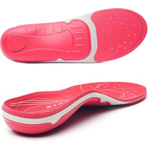 STSVZORR 230 lbs+ Plantar Fasciitis Insole High Arch Support Insert Foot Pain Relief Women Men Orthotic Flat Feet Heel Spur Comfort Standing All Day, Work Boot Shoe Insole, Size 10-290MM (Light Red)