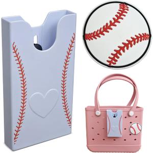 Baseball Theme Phone Holder for Bogg Bag/Simply Southern With 1 Charm,Organizer Accessories Inserts Compatible With Most Brands/Sizes Rubber Beach Totes,Cell Phone Attachment for Beach Handbags