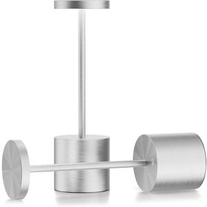 Rechargeable Cordless Table Lamp, 5000mAh Battery Operated Outdoor Waterproof Portable Led Touch Desk Lamps for Home Restaurant Dinning Bar Patio Small Table Lights (2Pack Silver)