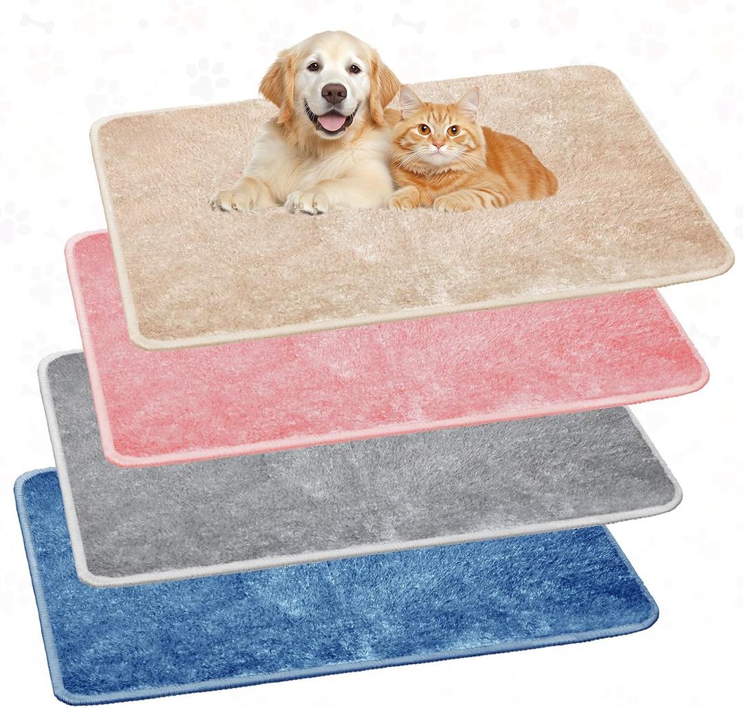 4 Pcs Pet Carrier Pad Travel Pet Reversible Dog Mat Replacement Liners for Travel Dog Bed Pad Washable Plush Double Sided Bed Mat for Cat Kennel Crate(Colorful,17 x 11 Inch)