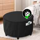 H.VERSAILTEX Round Ottoman Cover Thick Linen Look Ottoman Slipcover Round Ottoman Storage Cover Folding Stool Covers Furniture Protector Cover for Footrest Ottoman Fit Dia 36" - 38", Heather Black