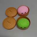 2 Pack Dumpling Squishy Mystery Box – Slow Rising TPR Smiley Face Squeeze Toy, Tear-Resistant Fidget Sensory Toys for Easter Basket Stuffers, Goodie Bag Fillers Kids Adults (Pink & Green)