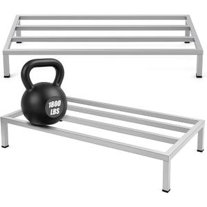 MorningRo 2 Pack Dunnage Rack 48" Long x 24" Wide, 7.9" Height Stainless Steel Shelf 3500+ Pound Capacity Commercial Food Floor Rack for Restaurants Kitchens Garages and Vehicles
