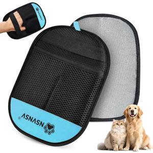 NSVNSV Pet Hair Removal Glove for Dog and Cat, Reusable Pet Hair Remover, Magic Brush Pet Hair Removal Tool, Pet Grooming Gloves for Couch, Clothing, Carpet, Furniture, Car Seats, Blue, 1pcs