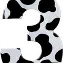 Metallic 3D Cow Birthday Candles, Zoo Number 3 Candle, Happy 3rd Birthday Candle for Cake, Farm Animal Cake Topper Decorations for Boys Girls Birthday Party Anniversary Celebration Supplies